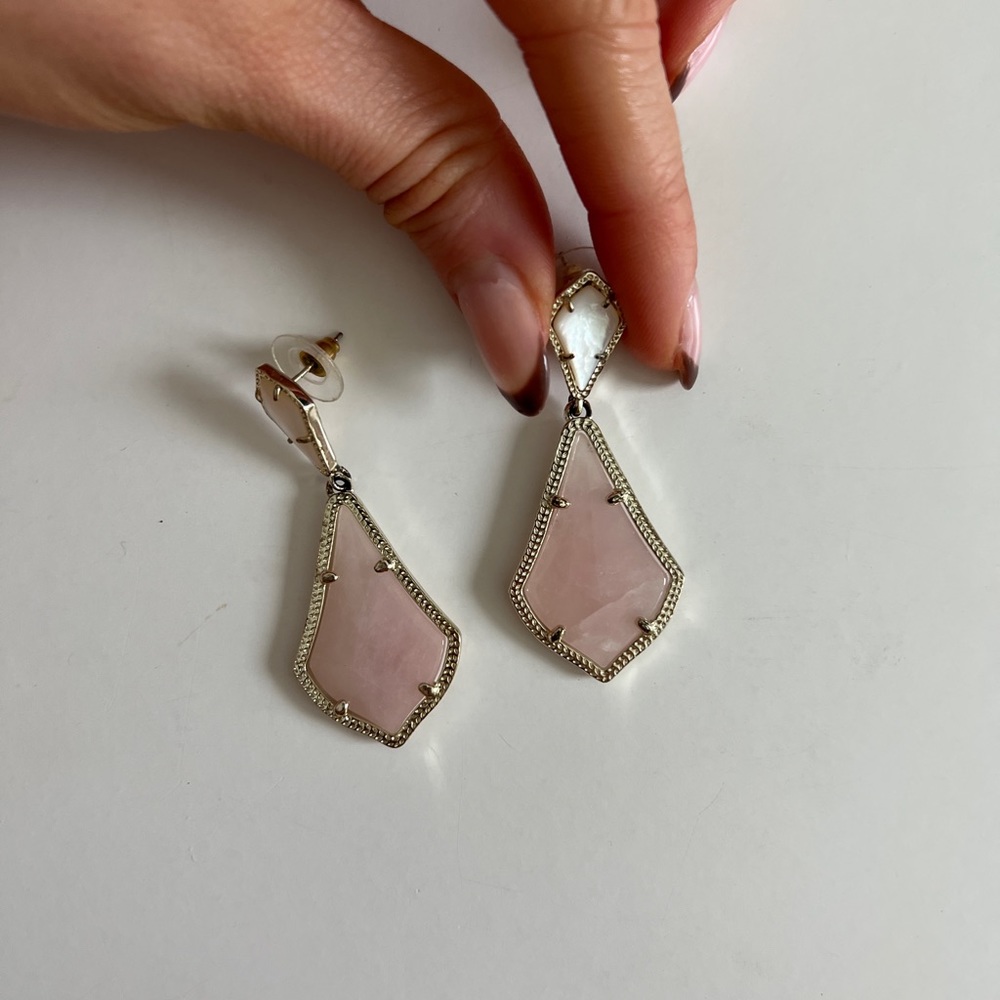Kendra Scott earrings in customize quartz and pearl
